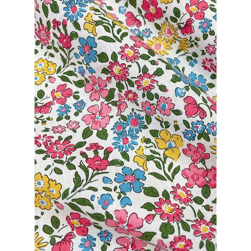 145x50cm Small Floral Poplin Cotton Fabric Making Summer Dress Children's Clothing Handwork Cloth