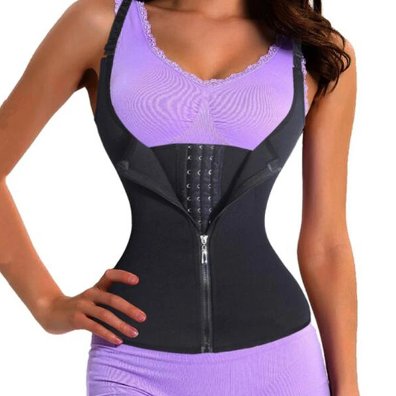 

Women Corset Back Shoulder Strap Waist Trainer Slimming Belt Woman Zipper Hook Body Shaper Waist Cincher Slim Shaper Model Tops