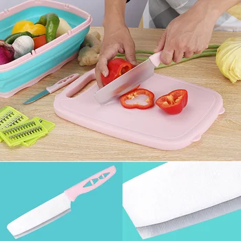 

9 In 1 Kitchen Chopping Board Folding Drain Basket Multi-Function Sink Cutting Board Portable Potato Shredder BJStore