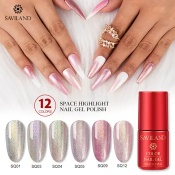 

SAVILAND 7ML Superfine Platinum Sparkle Gel Diamond Nail Gel Gold Series Glitter Highlight Soak Off UV Gel Nail Polish Lacquer
