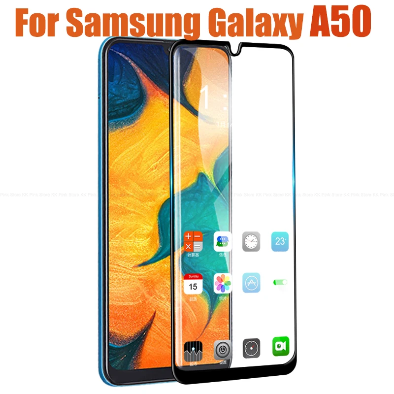 For Samsung Galaxy A50 Full Cover Tempered Screen Protector Glas On a50 a 50 50a a505f 6.4 inch case Film A5 | Мобильные телефоны и