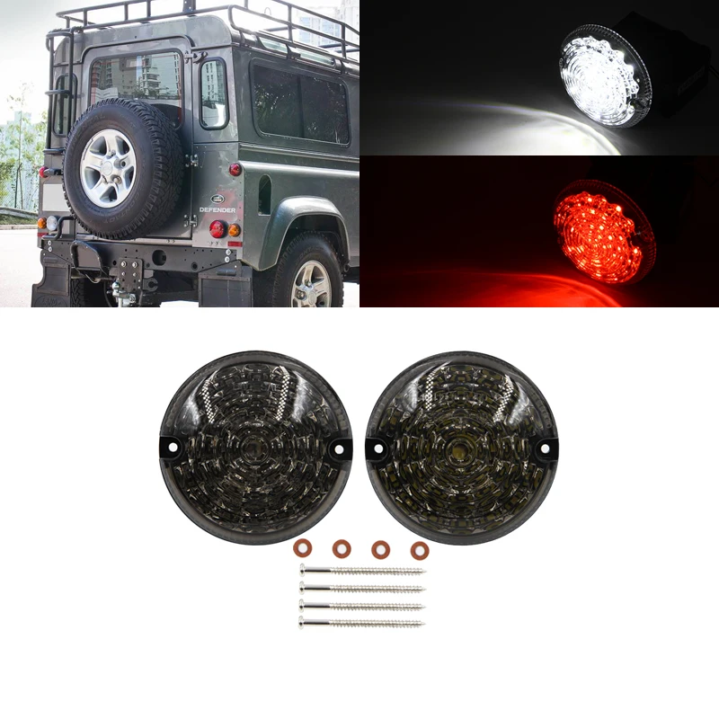 2pcs Smoked Round 95mm White Led Backup/reverse Light Red Led Rear Fog