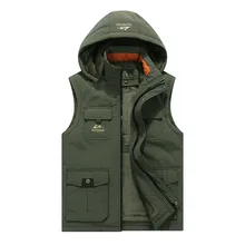 Nianjeep NIANJEEP Мужской Быстросохнущий дышащий плюс бархатный жилет с несколькими карманами большой размер рыболовный открытый жилет