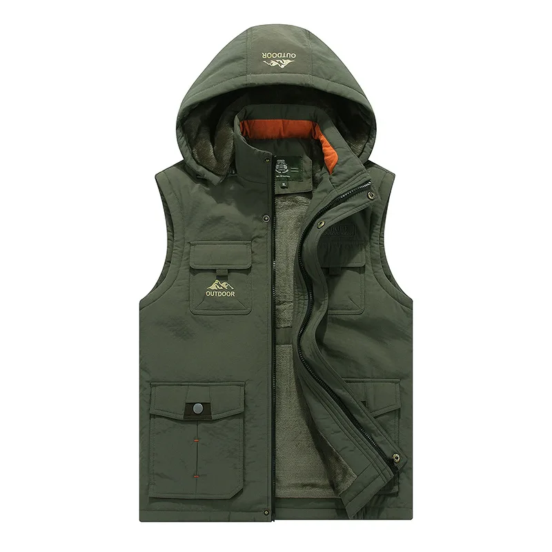 

Nianjeep NIANJEEP Men's Quick-Dry Breathable plus Velvet Vest Multi-pockets Large Size Fishing Outdoor Vest