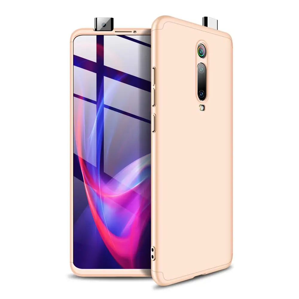 Золотой 360 чехол с полной защитой для mi 9 T Pro Red mi K20 Pro, чехол для телефона 3 в 1, матовый пластиковый жесткий чехол на заднюю панель для Xiaomi mi 9 T K 20 Pro - Цвет: Золотой