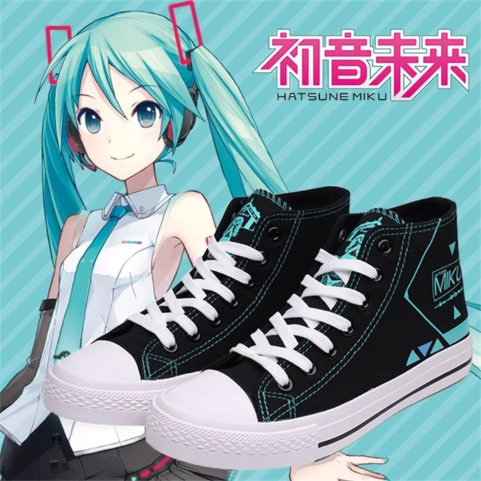 Hatsune Miku Тканевая обувь унисекс студенческие пары ботильоны Повседневные высокие Косплей Спортивная обувь