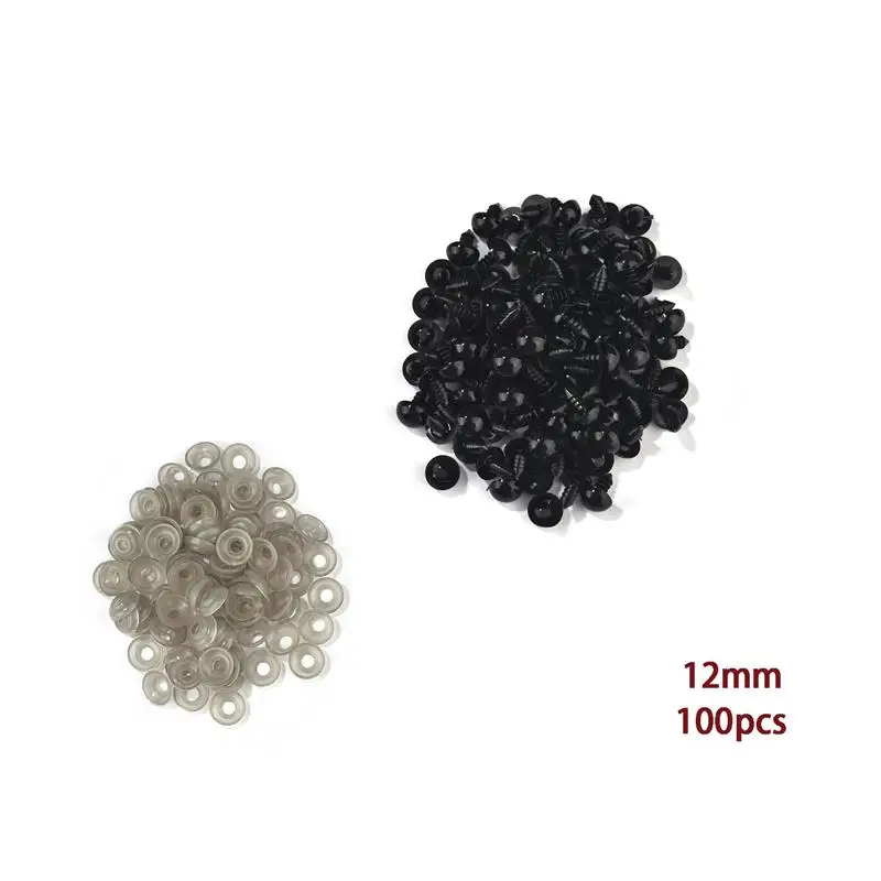 Yeux de sécurité en plastique Rdeghly, accessoire de jouet, 100pcs yeux de  jouet en plastique noir pour marionnettes poupées artisanat 6-12mm avec  joint 