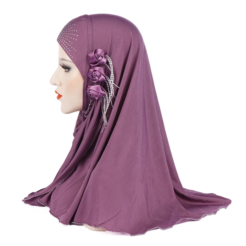 2019 Malaysia Muslim Hijab Scarf Solid Cotton flower diamond shawl women headscarf ready to wear hijab musulman femme foulard