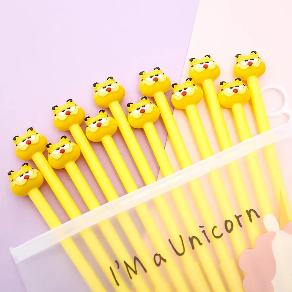 

12pcs Korean Kawaii Cat Gel Pen Cute Tiger Anime Kawai Stationary School Office Supplies Funny Kids Stationery Store Black Blue
