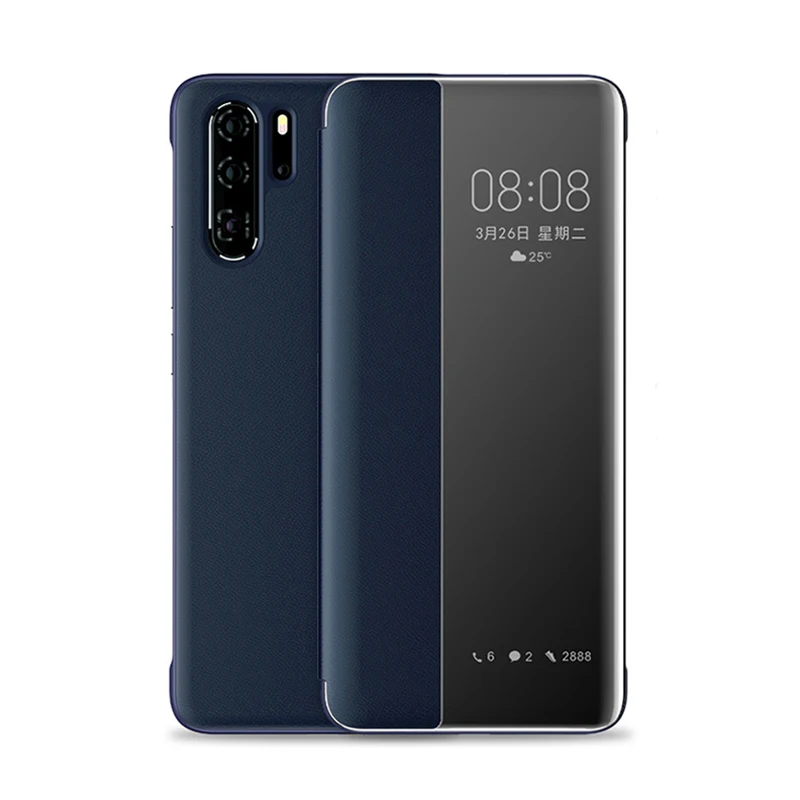 Blue Роскошное умное Зеркало чехол для телефона для Huawei Honor 10 Lite 20 Pro 9 Легкий Чехол С Откидывающейся Крышкой и окошком 360 Передняя и задняя крышка для Huawei Honor 20 8X X8 - Цвет: Blue