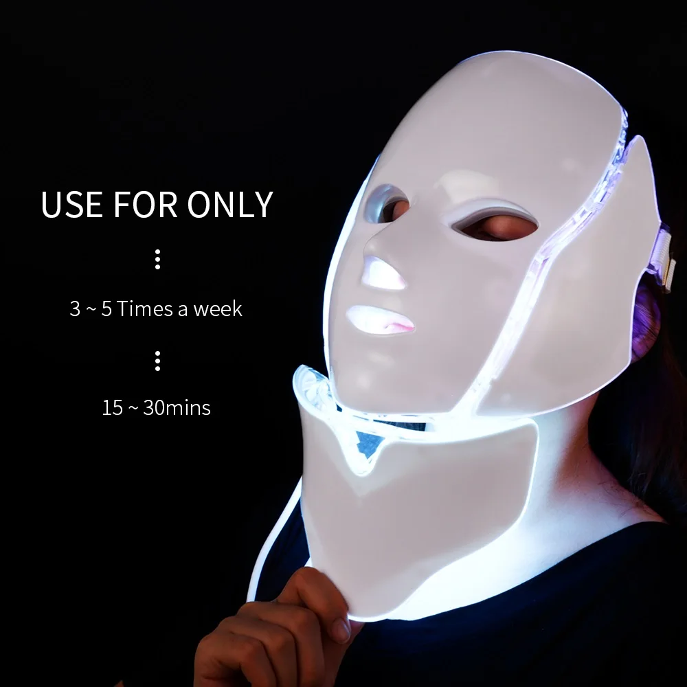 Фотонная светодиодный тушь для лица и шеи, светодиодный тушь для лица, 7 цветов, терапия для омоложения кожи, отбеливающая подтяжка кожи, инструмент для ухода за лицом