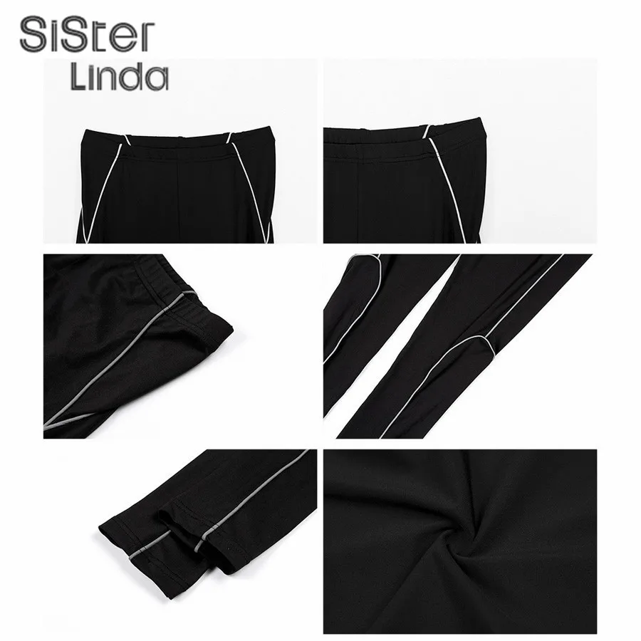Sisterlinda модные Светоотражающие леггинсы в полоску для фитнеса с высокой талией эластичные спортивные Леггинсы для тренировок
