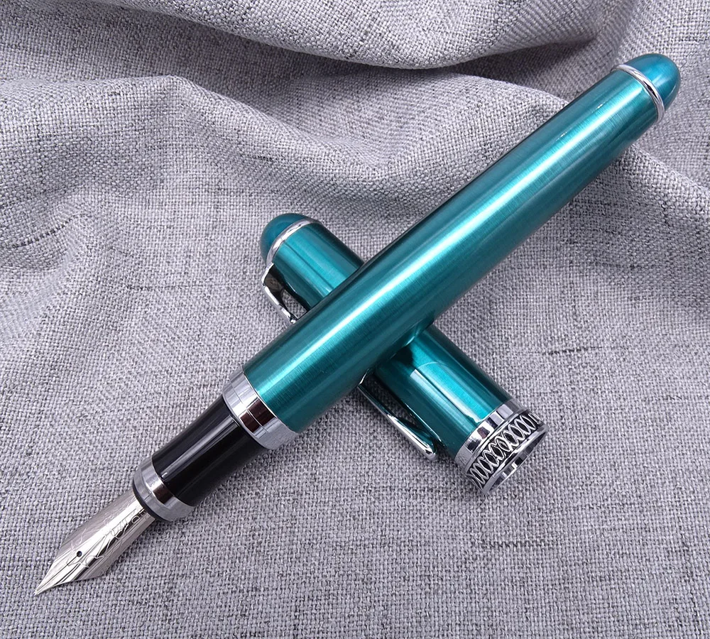 Duke D2 M Nib Fountain Pen 1pcs Calligraphy Bent Nib & A Brown Leather Pen Case 