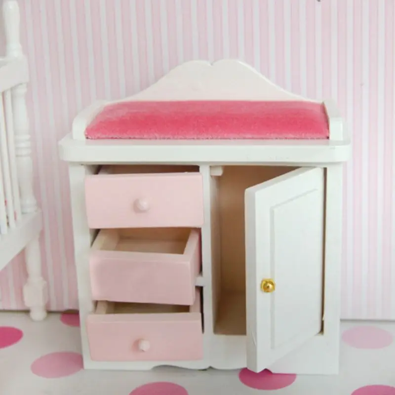  1:12 Dollhouse Miniature Wood Furniture Kids Baby Room Bed Cabinet Dress Hanging