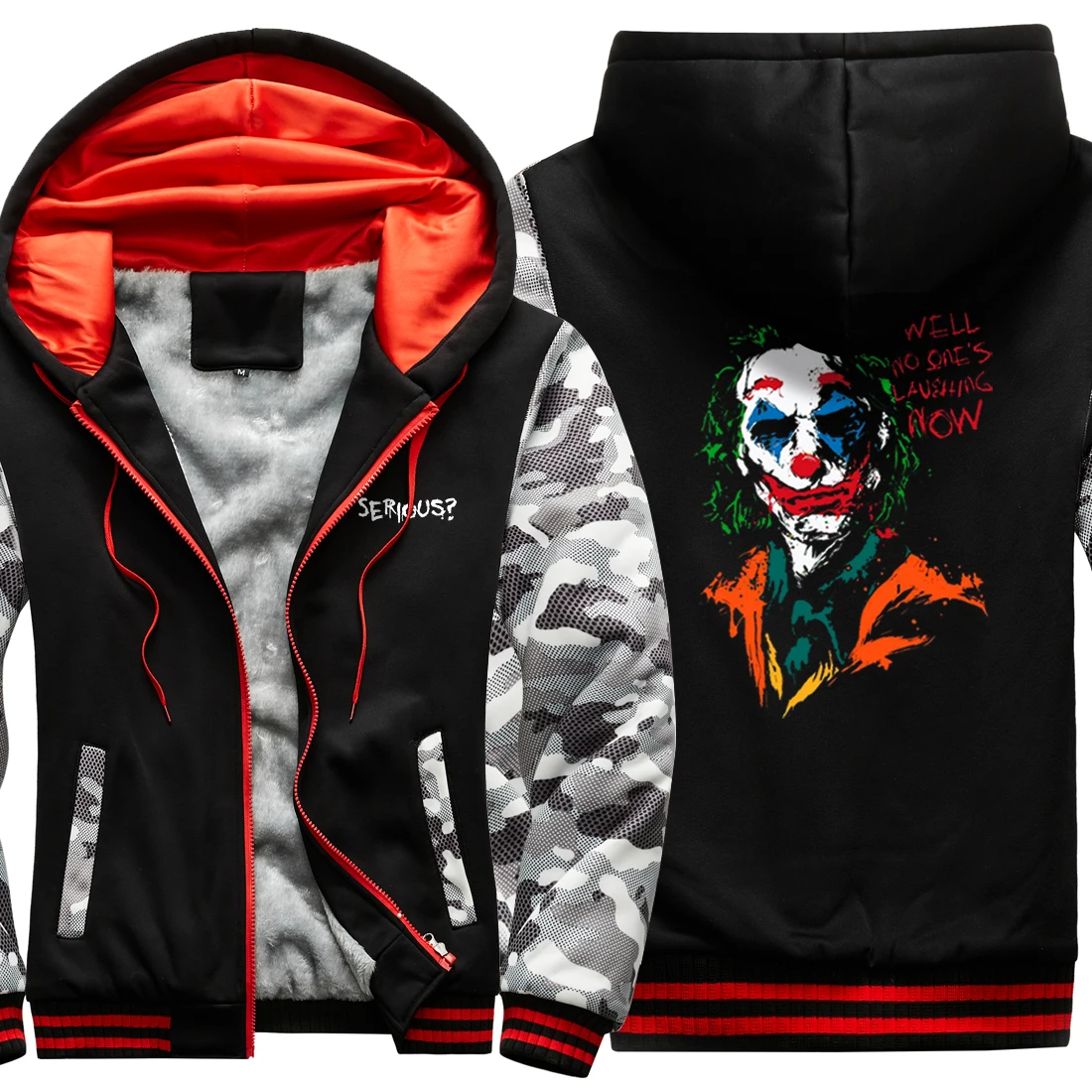 

Joker Why so Serious Print Casual Thicken Hoodies Men's Jacket Camouflage Coat Long Sleeve Homme Patchwork Warm Supoleron Hombre