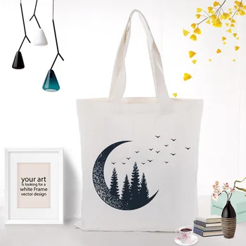 

Tote Bag Canvas Handbag Shopping Bag Text DIY black illustration Daily Use Custom Print Logo Eco Reusable Recycle