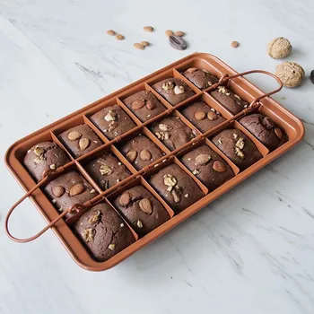 

Non-Stick Brownie Pan With Dividers 18 Pre-Slice Brownie Baking Tray Cake Mold For Bread, Brownies, Chocolates Or Cheese Cakes