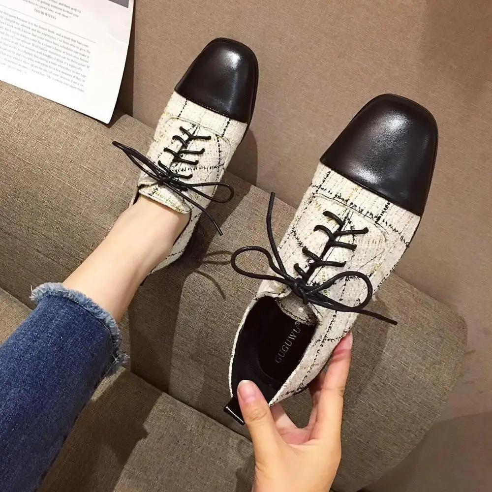 

Autumn Women Oxford Shoes Flats Round Toe Casual Female Sneakers Women's Heels Shallow Mouth Fall Leather Dress New On Heels