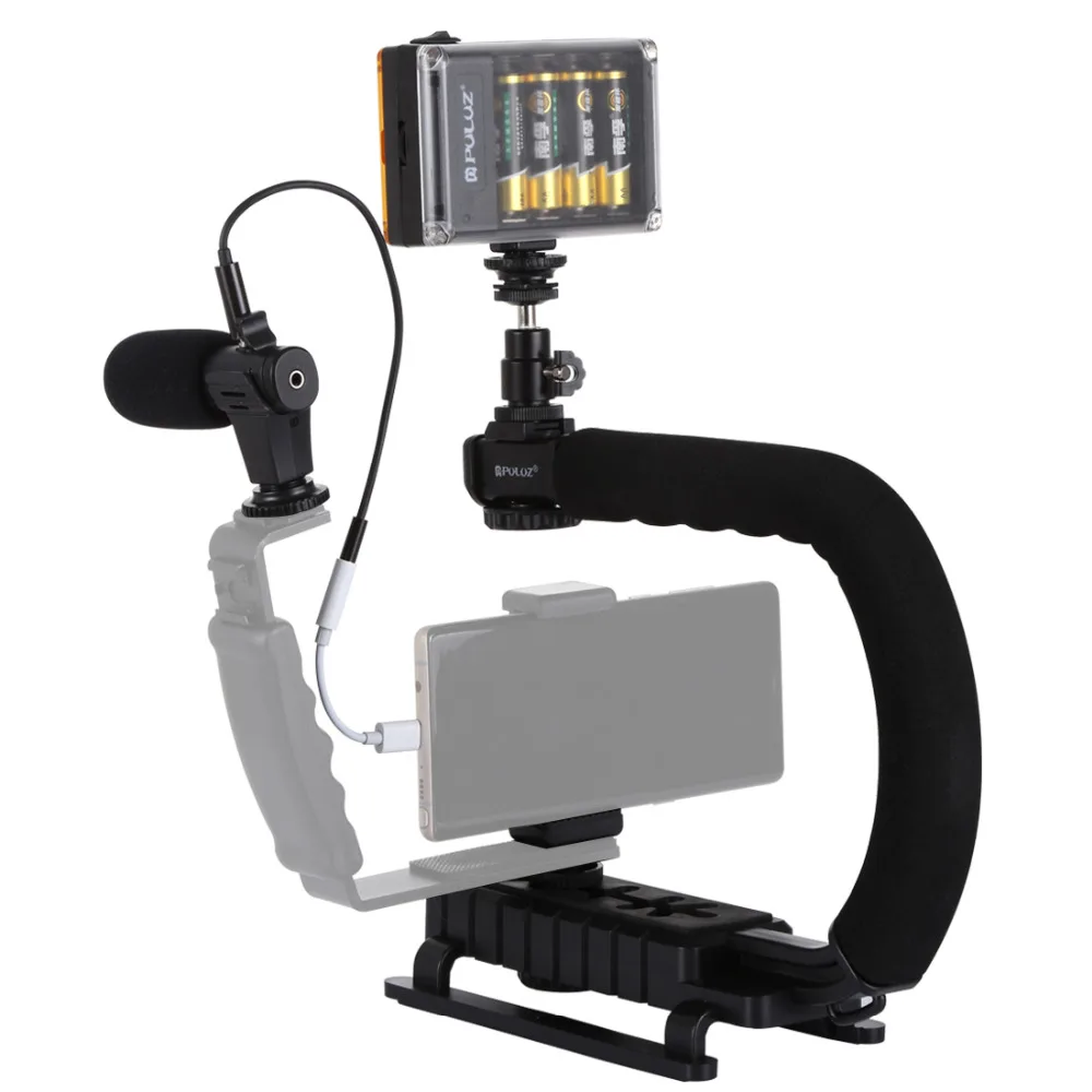 PKT3013 для DSLR Спортивная экшн-камера для фото смартфона c-образный стабилизатор микрофон видео светильник Vlog набор фотостудий