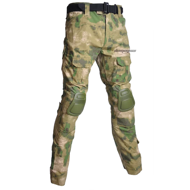 pants atacs fg Тактическая армейская Униформа с налокотниками наколенниками Мужская камуфляжная охотничья одежда страйкбол Пейнтбол боевая рубашка или брюки - Цвет: pants atacs fg