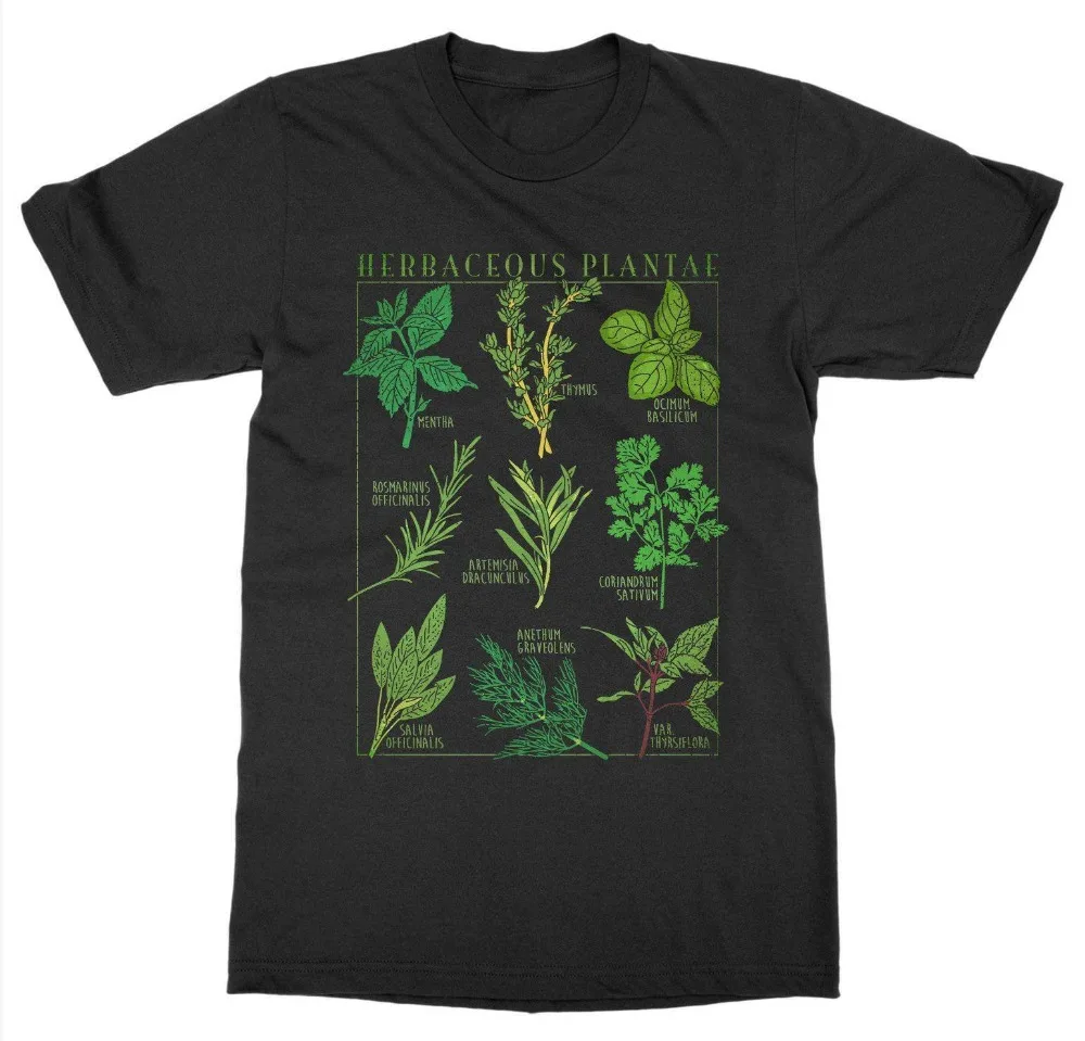Short Sleeve O-Neck Herbs T-Shirt Botanical Garden Plant Print Art Botany Bloom Fruit Flower Grow | Мужская одежда