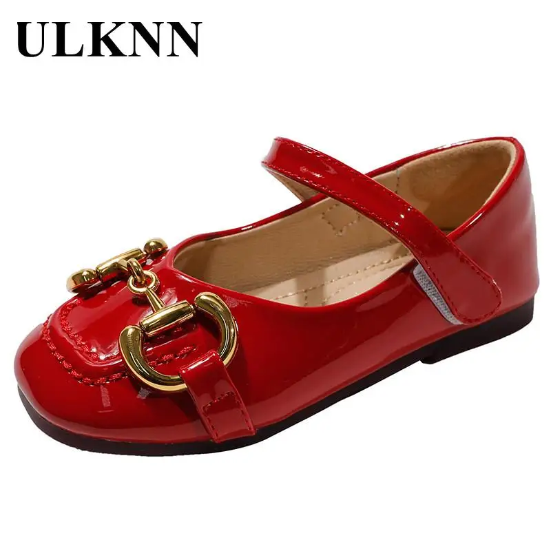 Student Flats Kid' Period Leather Shoes Children's Recreational Red Shoes Baby Metal Girl's Cute Little Princess Shoes For Dance summe girl sr sandals big bowtie pu leather 21 30 sweet children sliders lovely stylish three colors flexiable cute kids flats