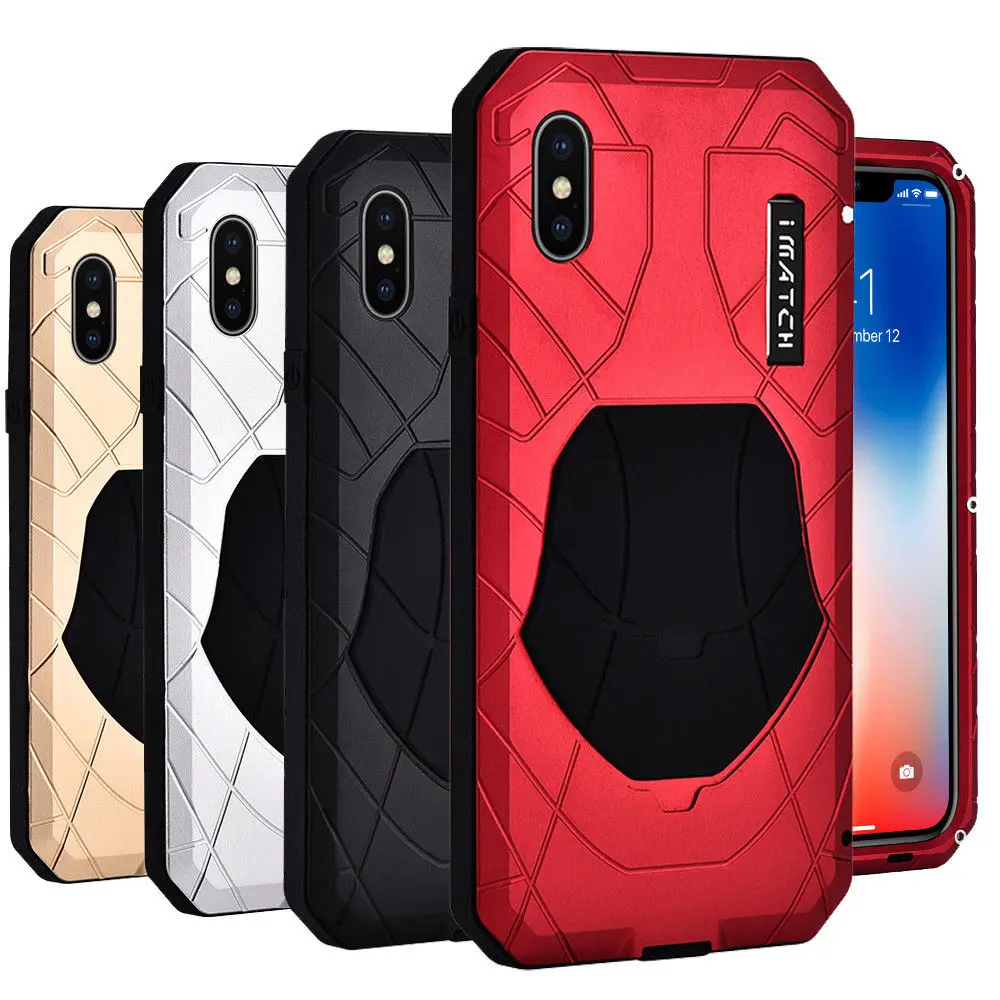 

For iPhone 11 Pro X XS Max XR 8 7 6S Plus Luxury Outdoor Armor Aluminum Metal Silicone Hybrid Case Heavy Cover Coque Etuis
