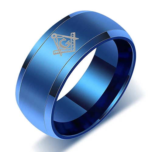 Elegant Black Masonic Stainless Steel Ring - Men's Wedding and Cocktail Jewelry