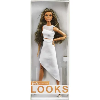 Barbie Signature Barbie Looks Doll Dark-Brown Straight Hair Tall Body Type Fully Posable Fashion Doll Gift for Collectors HBX93 2