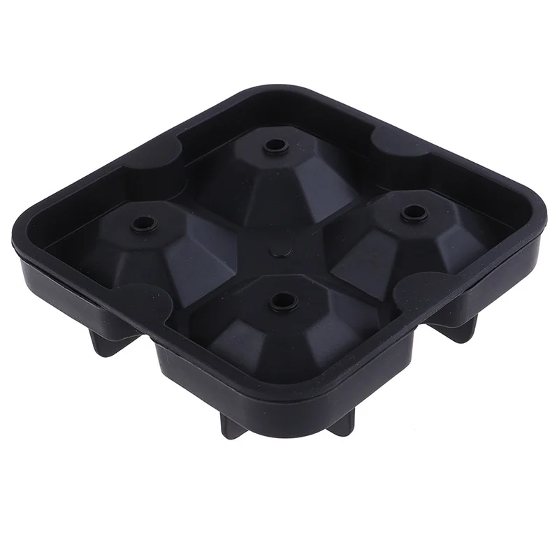 black 1 шт силиконовый лоток для кубиков льда в форме ромба 3D форма для кубиков льда 4 полости - Цвет: black