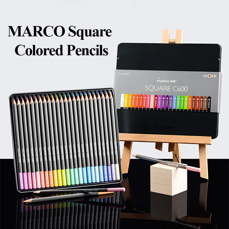 Квадрат Marco Art масляные цветные карандаши розовая серия 12/24 цвета ручная роспись