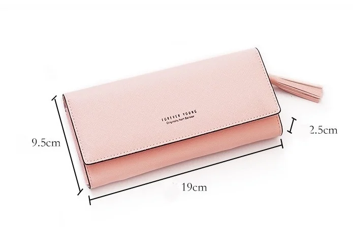 Korean Fashion Tassel Long Wallet Large-Capacity Multi-Card Women's Coin Purse Cross Buckle