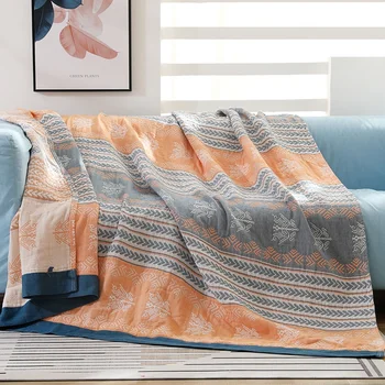 

High quality Nap blanket Home bedding 100% Cotton Muslin Summer toweling coverlet Travel Breathable Chic Large Throw Blanket