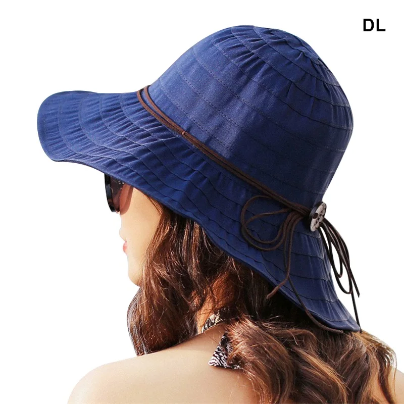 DL Summer Women Wide Brim Sunscreen Sun Hats Sweet Beach All-match Bow-knot Foldable Casual Sun Hat - Цвет: DL