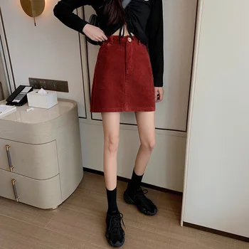 

Photo Shoot 2019 Women's Dress Winter Casual Slimming Versatile Corduroy Skirt Short Skirt