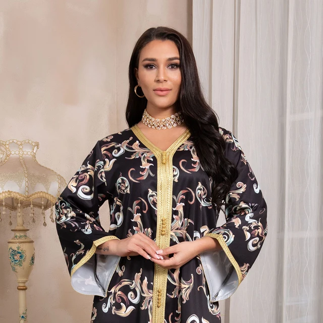 Robe Longue Jelaba Femme Musulman Satin Kaftan Caftan Marocain Abaya Dubai Muslim Fashion Hijab Dress Turkey Abayas For Women 6