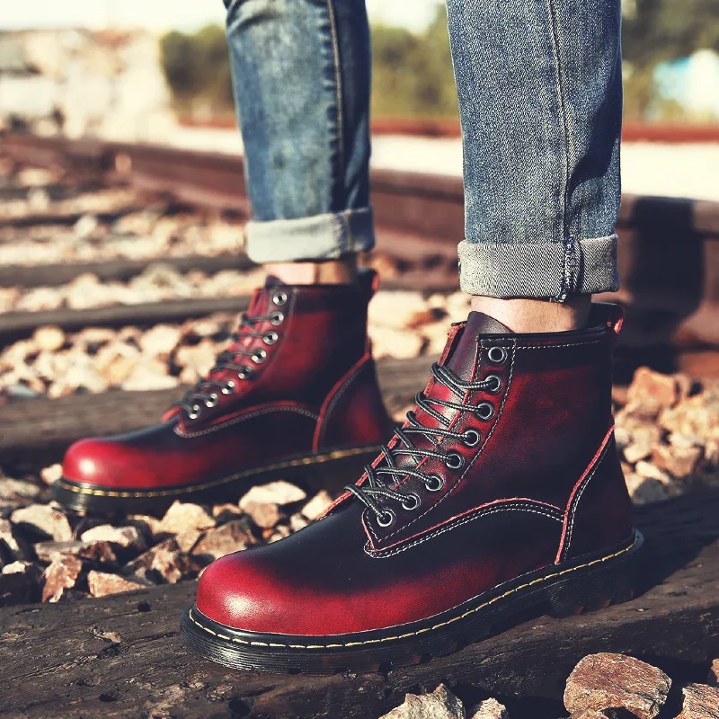 

Martin Boots Men's Large Size Men's Boots 38-47 Code Worker Boot Hight-top Combat Boots Paragraph Four Seasons Single Boots Cott