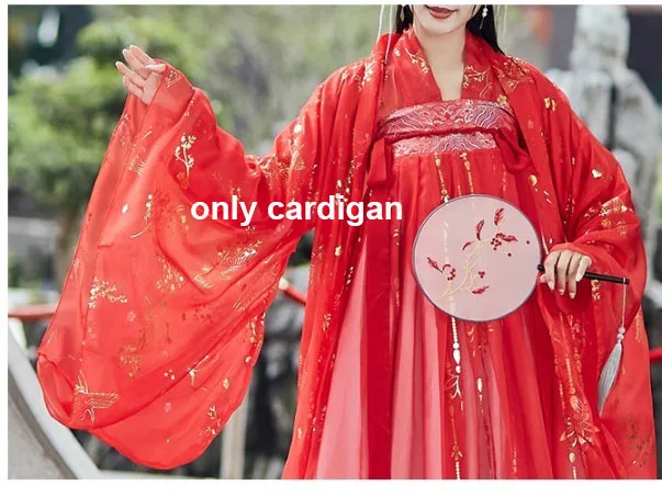 Summer Chinese Hanfu Princess Dress Women Fairy Folk with Kimono Female Dance Oriental Costume Chinese Clothes cardigan