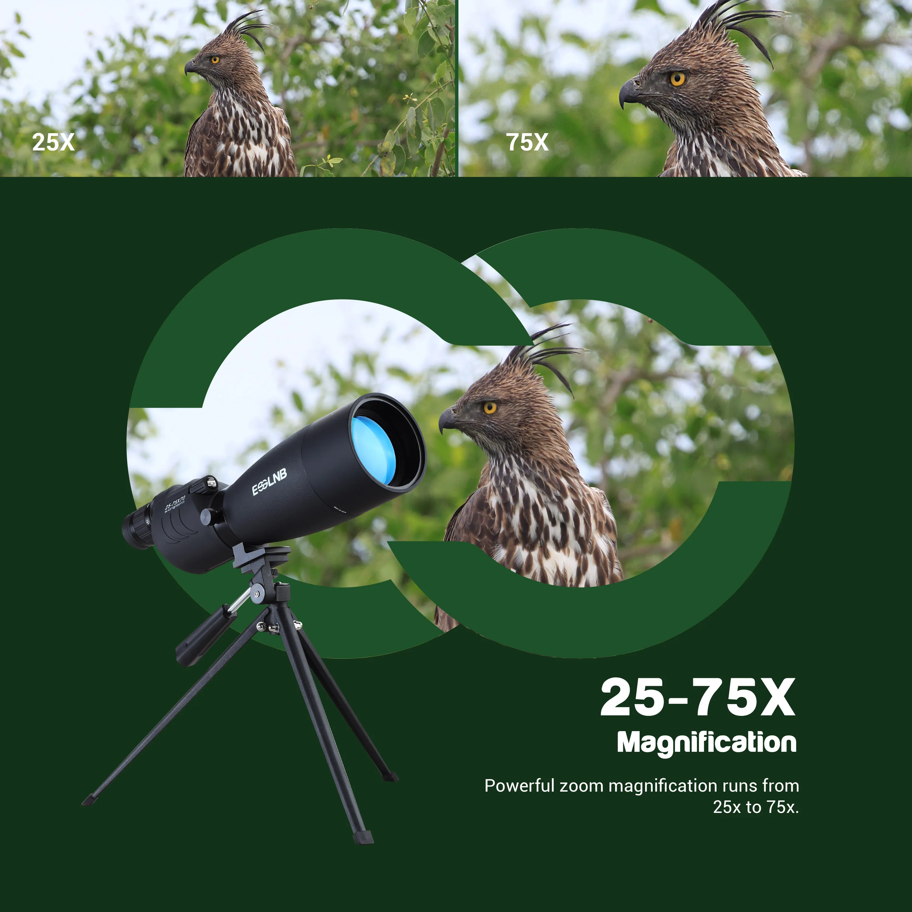 Зрительная труба с адаптером штатива для сотового телефона 25-75X70 BAK4 целевой прицел прямой окуляр Водонепроницаемый зрительные прицелы