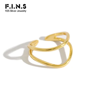 

F.I.N.S Minimalist Double Line Korean S925 Sterling Silver Rings for Women INS Smooth Female Ring Layering Silver 925 Ring
