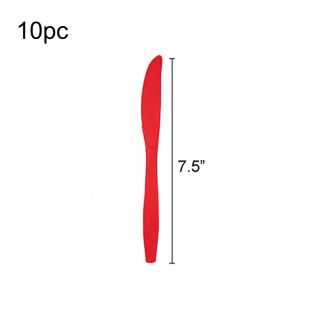 Pure Red Disposable Party Tableware Cup Plate Adult Birthday Party Decor Kids Wedding Adult Supplies Christmas Party Supplies Knife-10pcs