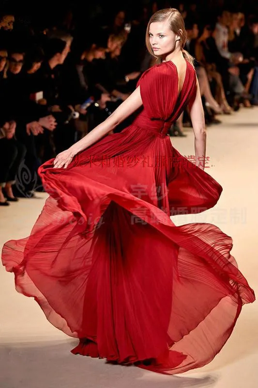 Robe de soiree Новое поступление красное шифоновое длинное сексуальное вечернее платье с коротким рукавом пляжные вечерние элегантные платья vestidos