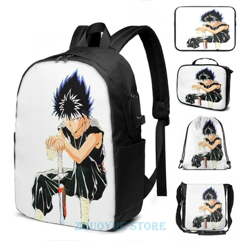 

Funny Graphic print Yu Yu Hakusho Hiei USB Charge Backpack men School bags Women bag Travel laptop bag