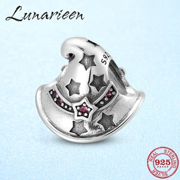 

Fashion 925 Sterling Silver Halloween magic hat Round Beads Charms fit Original Women Pandora Bracelets Jewelry Making
