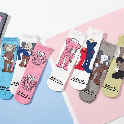Милые носки с героями мультфильмов носки-трубы kawaii хлопок sox для женщин ЕС 36-41 унисекс Новинка 20 пар/лот - Цвет: mix
