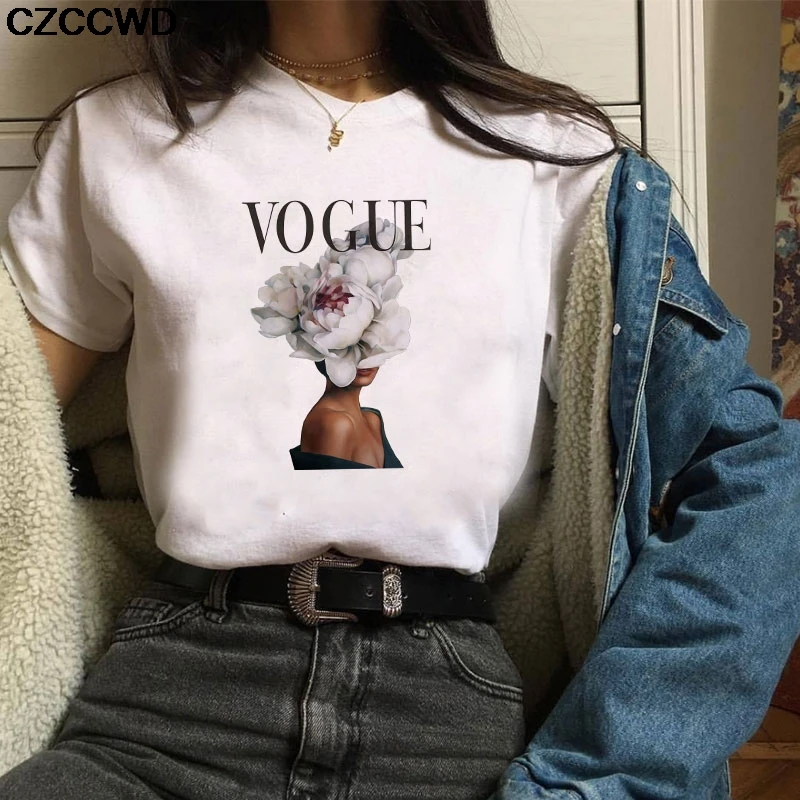 Poleras Mujer De Moda летняя футболка Женская Vogue с буквенным принтом Vogue Harajuku футболка плюс размер панк Футболка Camiseta Mujer