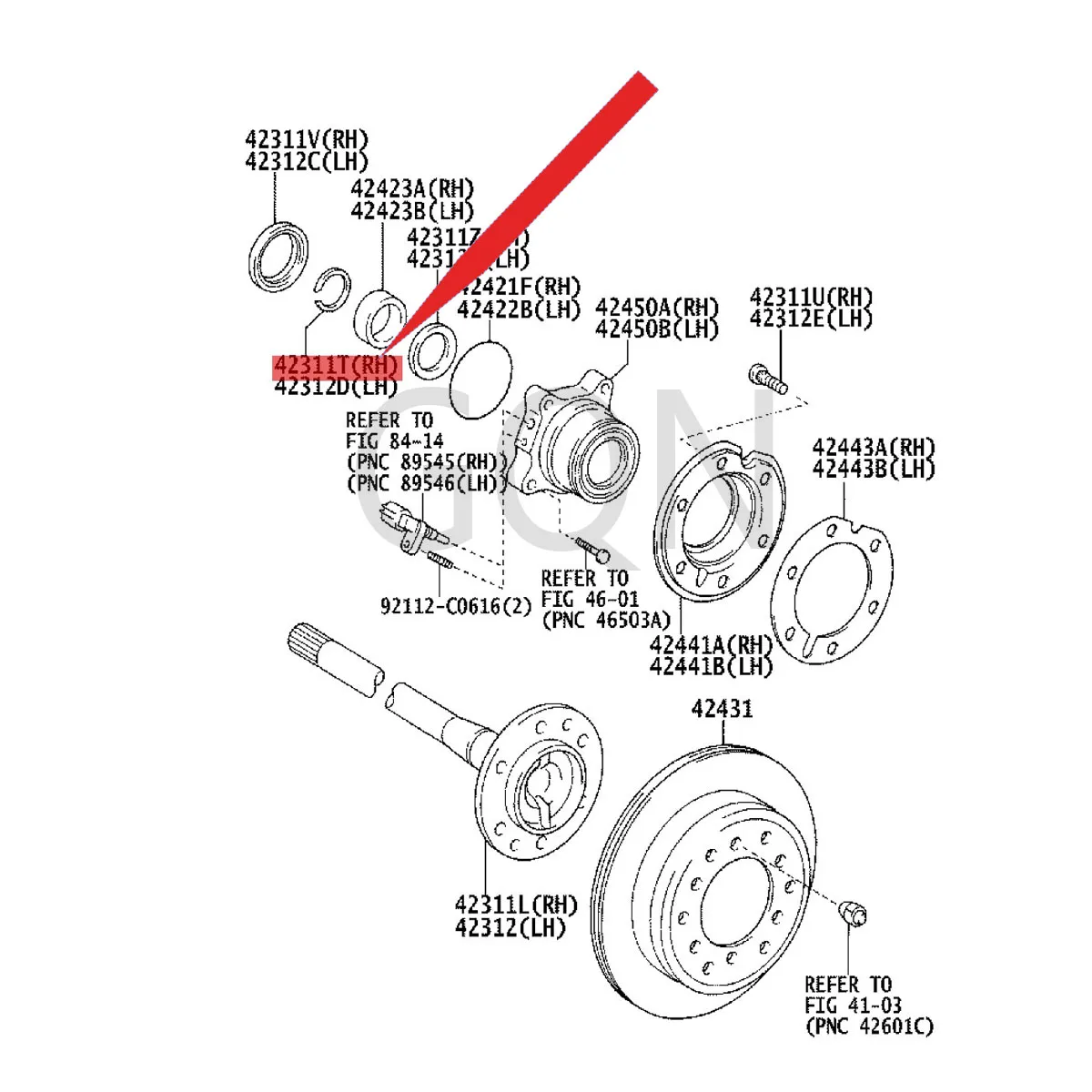 

Snap ring (for rear axle right half shaft) 2010-Toy ota FJC RUI SER HIL UXS URF LAN DCR UIS ERP RA DO rear half shaft circlip