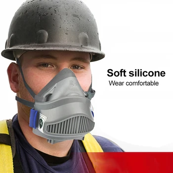 

Half Face Gas Mask PM2.5 Respirator Dust Mask High Efficiency Filters Industrial Safety Protective Mask