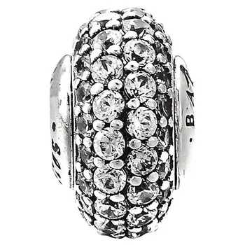 

Top Quality 925 Sterling Silver Bead Charm Pave Balance With Clear Cubic Zirconia Beads Fit Pandora ESSENCE Bracelet Diy Jewelry