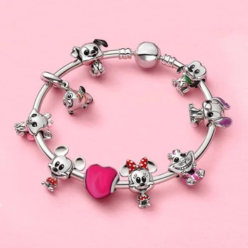 

Silver Color Mickey Minnie Bruto Clownfish 101 Dalmatians Beads Charm Fit Bracelet Rose Gold Color Chain Bracelets Women Jewelry